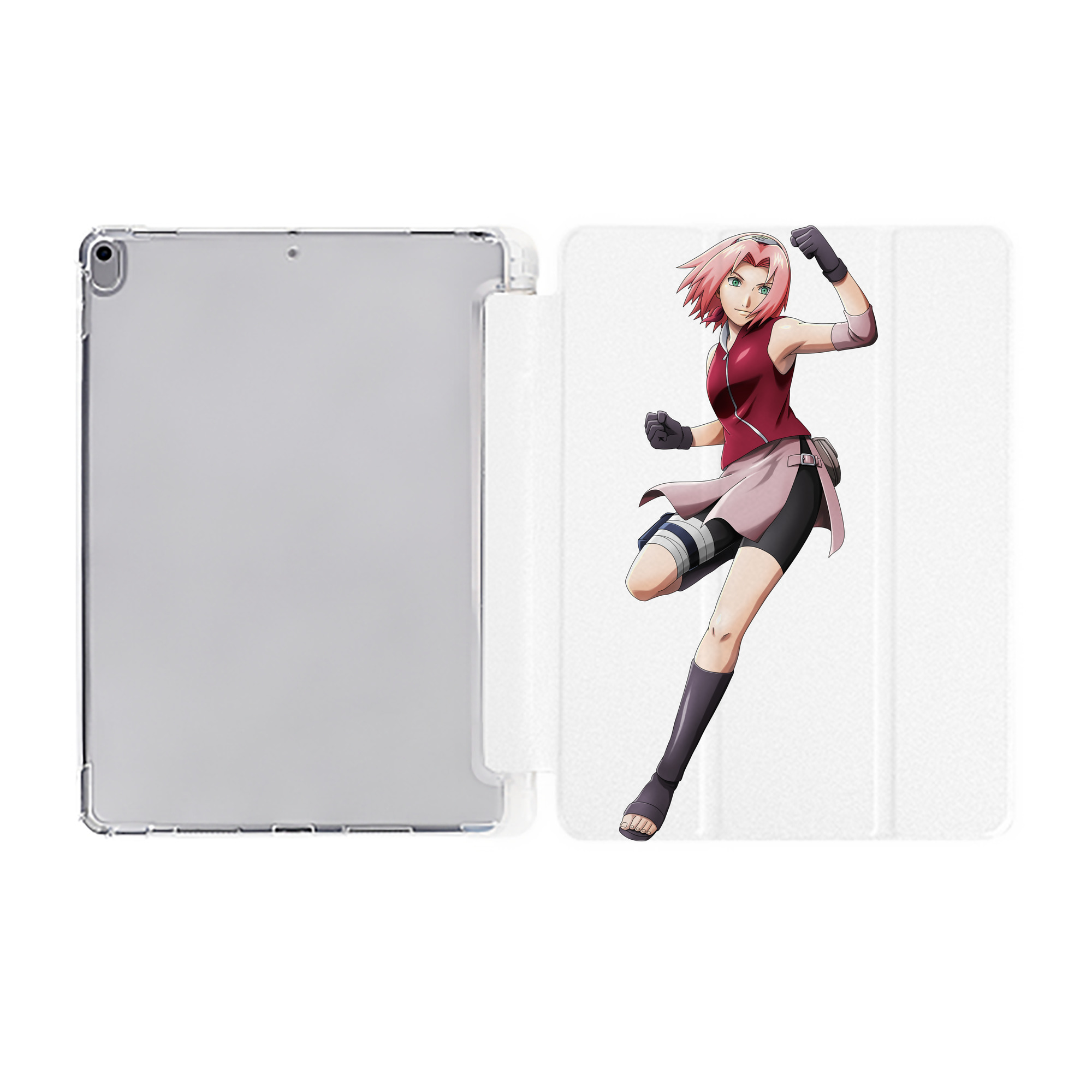 （画像用） NARUTO -ナルト- 春野サクラ Haruno Sakura IPad ケース ペン収納付き 三つ折りスタンド PUレザー×シリコン 対応機種9.5/10.5/10.9インチ